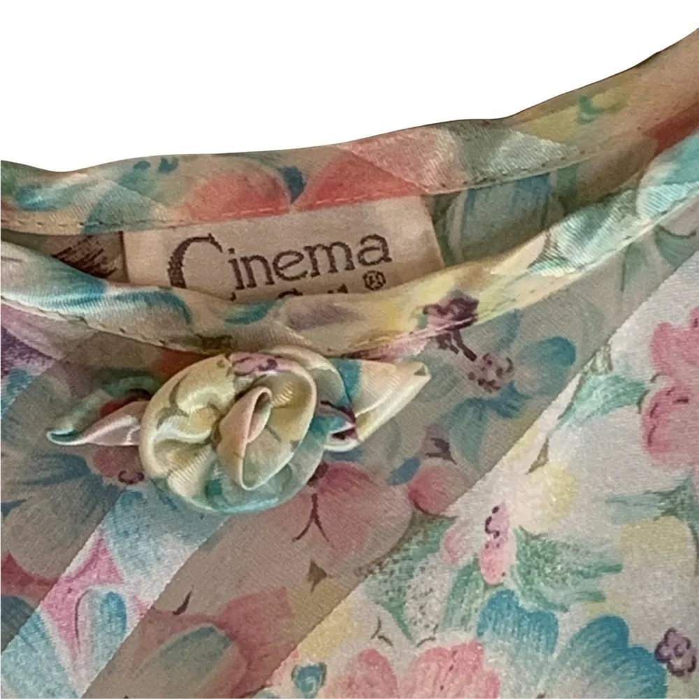 Vintage Robe & Nightgown Peignoir Set Floral Small Cinema Etoile